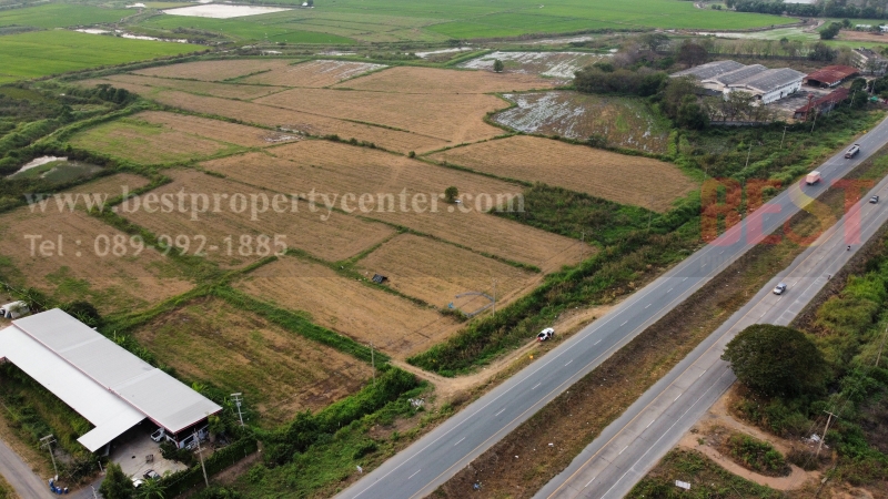 ขาย ถูก ที่ดินเปล่า ติดถนน 347 ปทุมธานี - บางปะหัน อยุธยา ใกล้ๆ แยก ทุ่งมะขามหย่อง